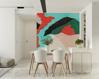 Abstract seascape Lagoon mural, bold colors, artistic interior accent.