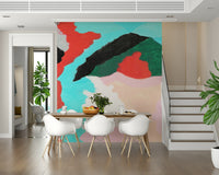 Lagoon wall décor, expressive color blend, bright room feature.