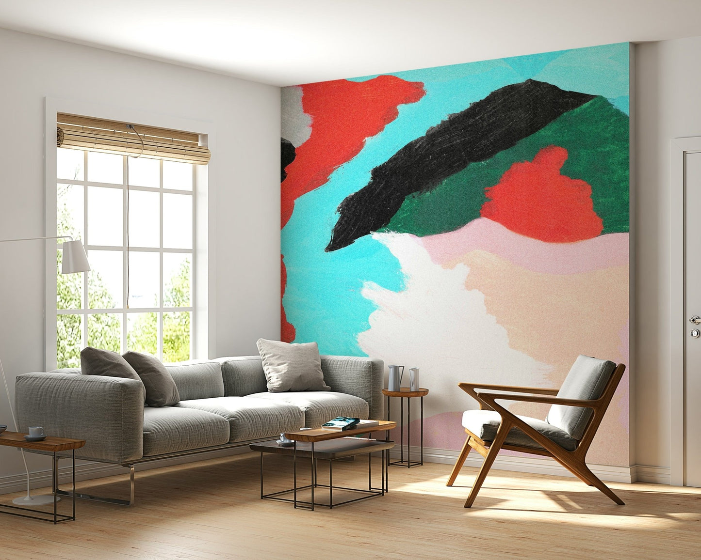 Colorful Lagoon abstract print, home wall renovation design.