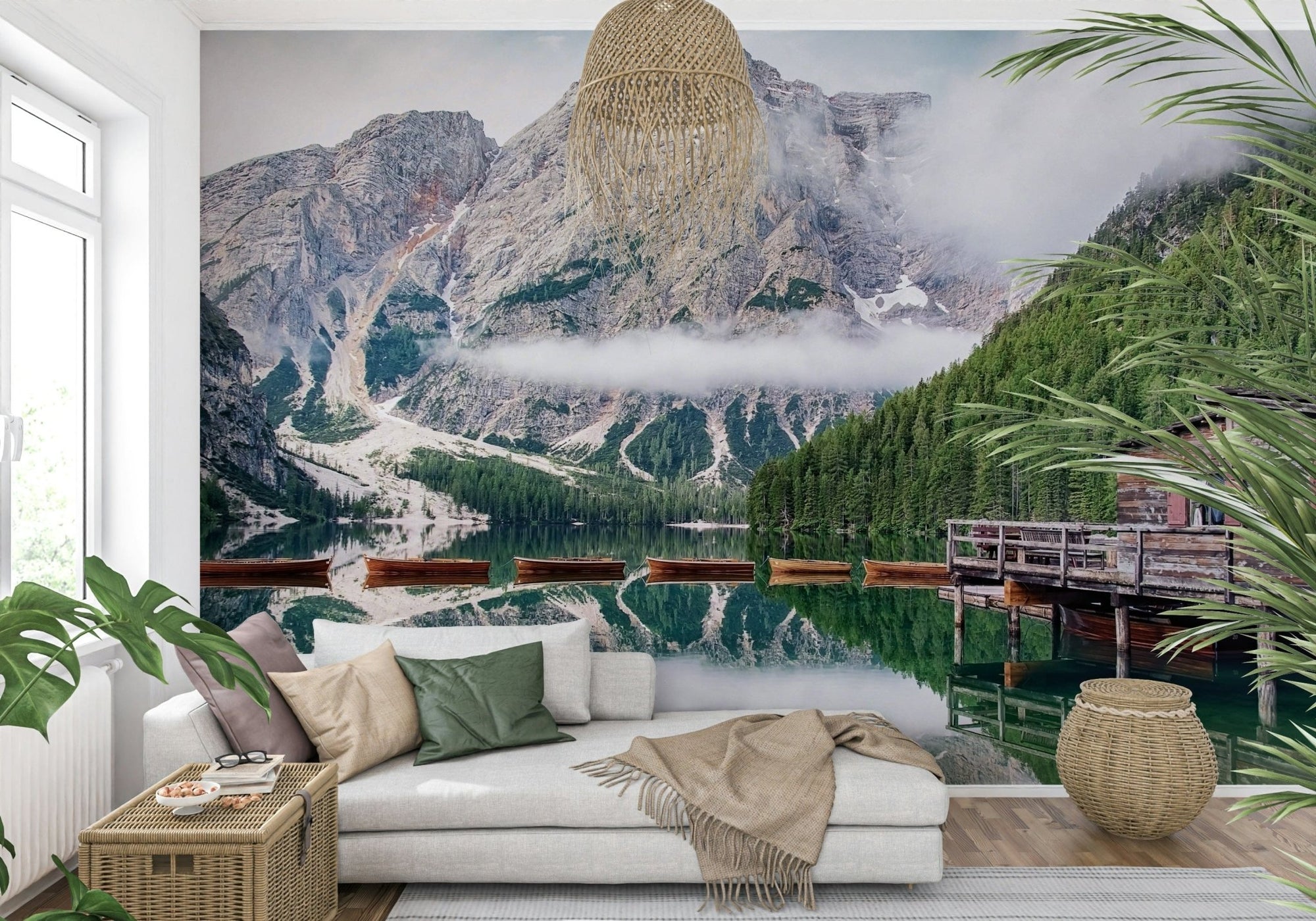 Lake Braies Calm Wall Mural with alpine lake scenery GD7316

