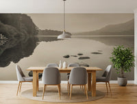 Scenic water wall mural with Lake Calmness stone foreground, GD8767