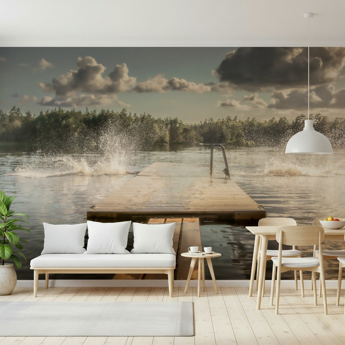 A contemplative gentle water wallpaper mural for a feature wall.