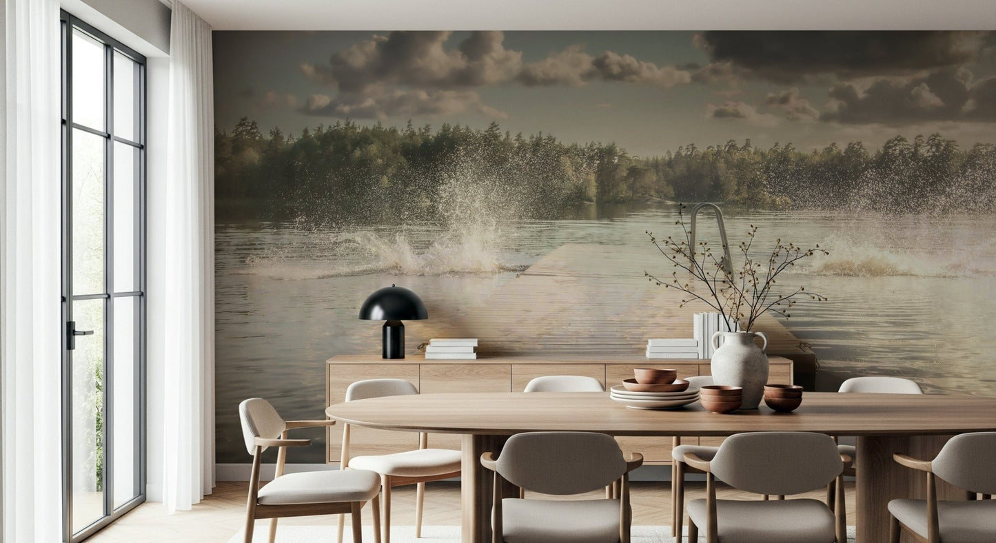 A graceful subtle pattern wall mural in bright, tranquil tones.