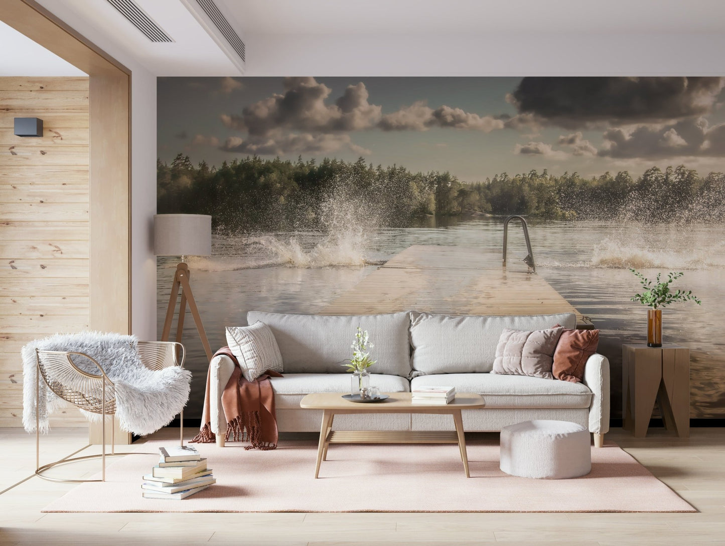 An artistic nature seascape mural for home decor.