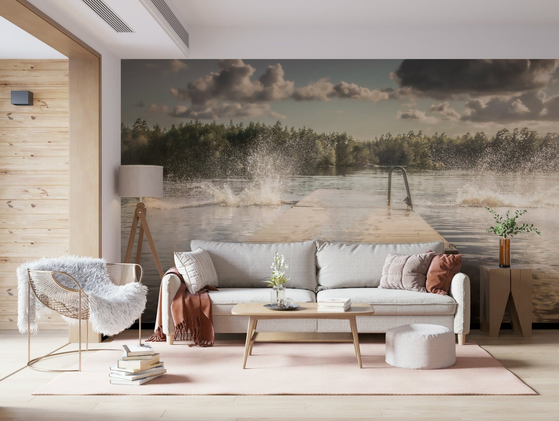 An artistic nature seascape mural for home decor.