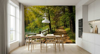 Tranquil water view wall mural for a spa or wellness room