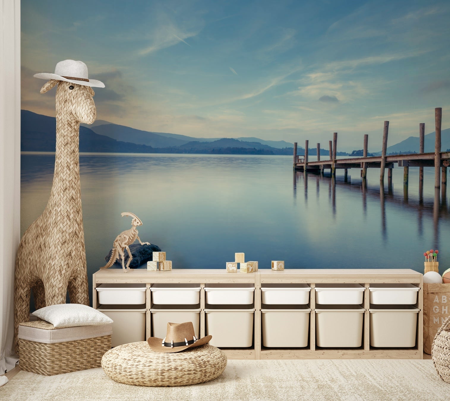 Trees surrounding a tranquil lake.

