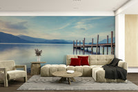 Artistic lake landscape print.

