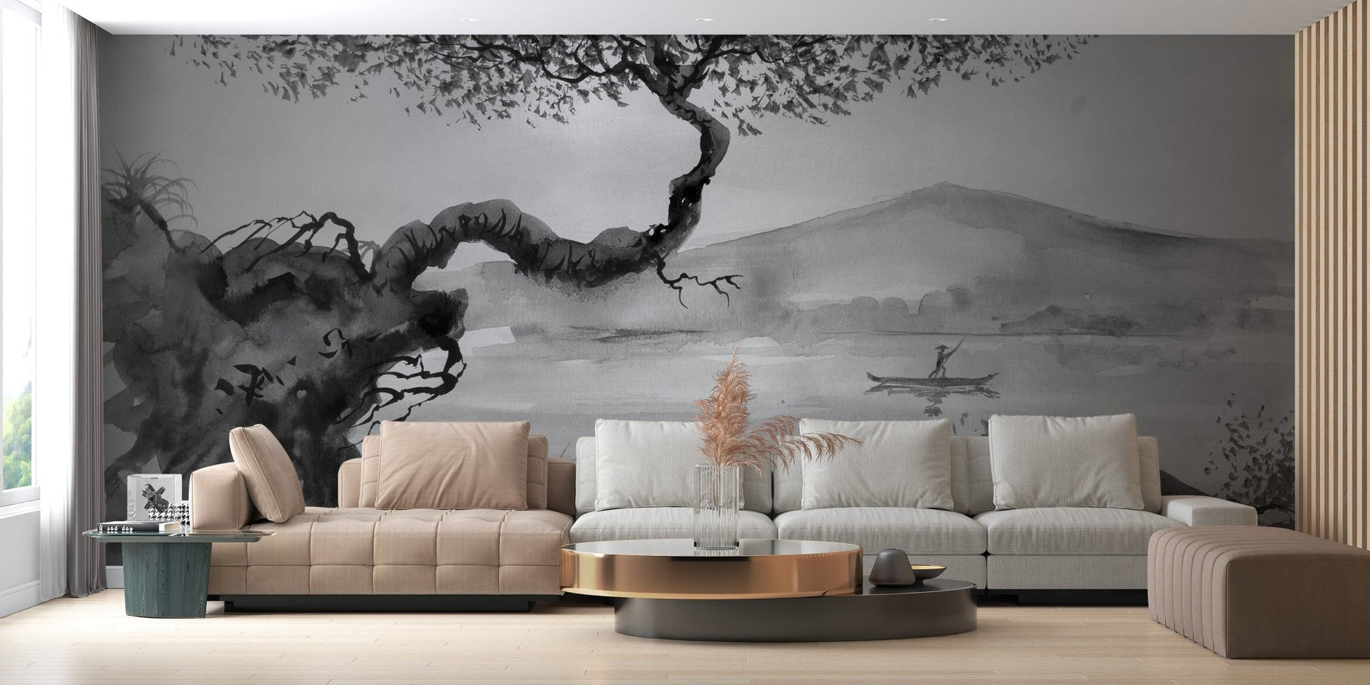 Watercolor Brushstrokes Lakeside View Wallpaper Murals - Giffywalls, A531