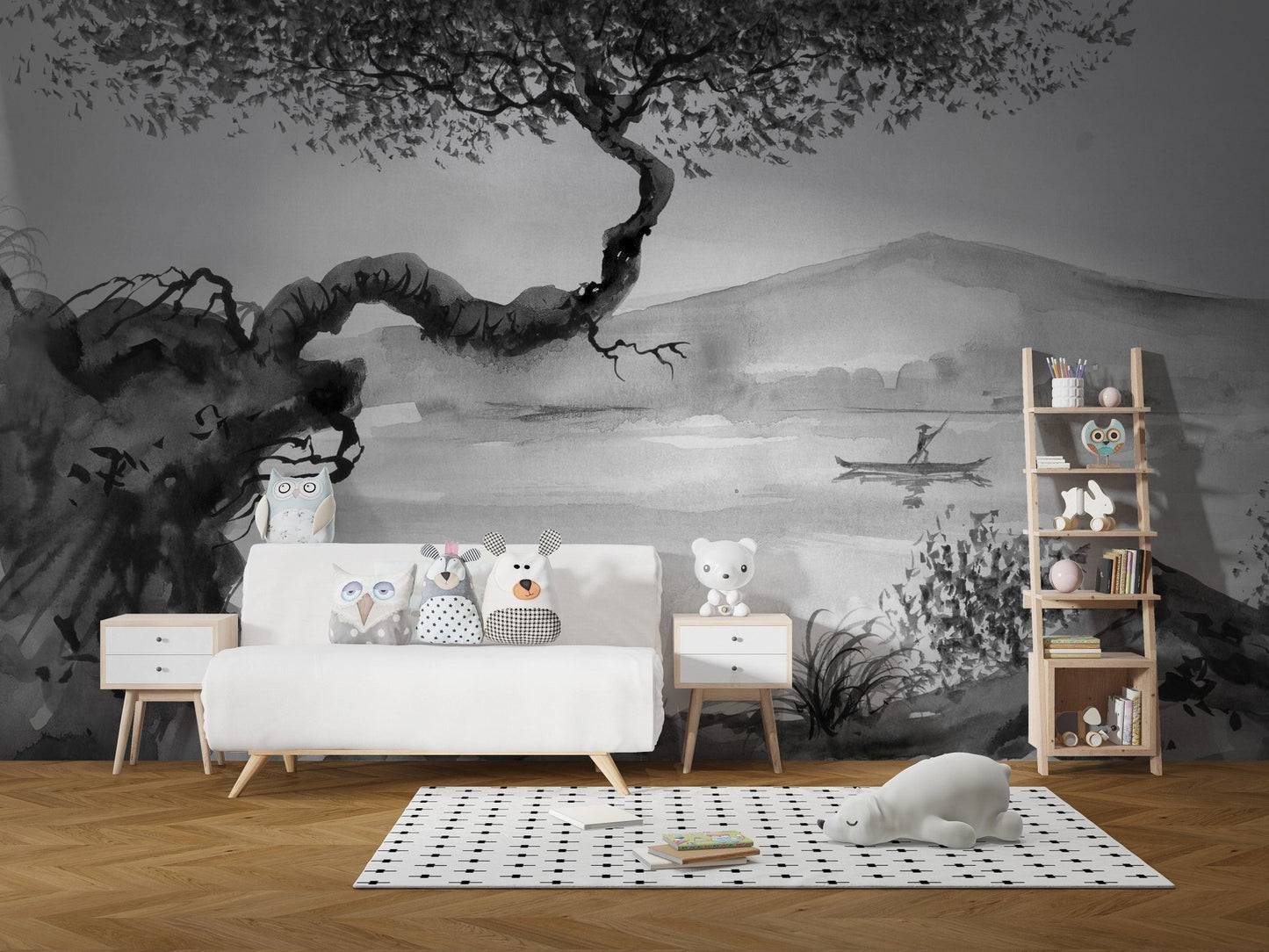 Watercolor Brushstrokes Lakeside View Wallpaper Murals - Giffywalls, A531