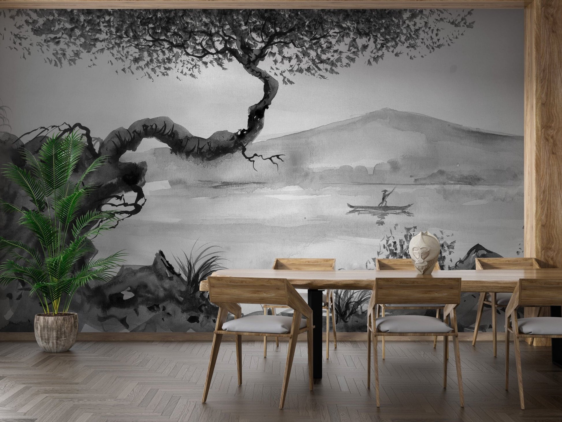 Watercolor Brushstrokes Lakeside View Wallpaper Murals - Giffywalls, A531
