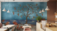 Lakeside Reverie: Cranes & Wisteria Wall Mural