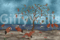 Lakeside Reverie: Cranes & Wisteria Wall Mural
