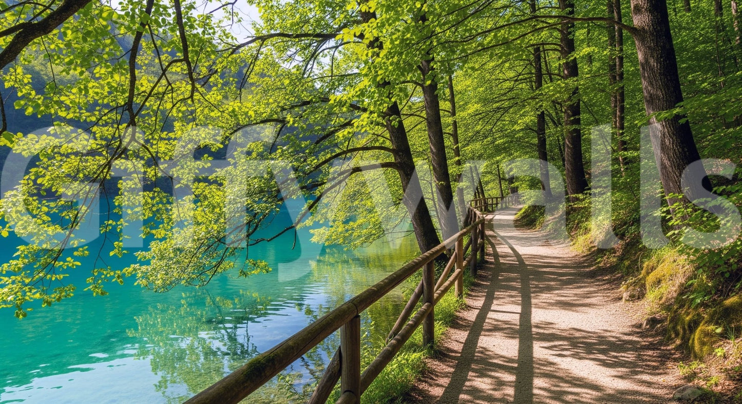 High-quality Lakeside Serenity wall mural for a luxury residence wall.