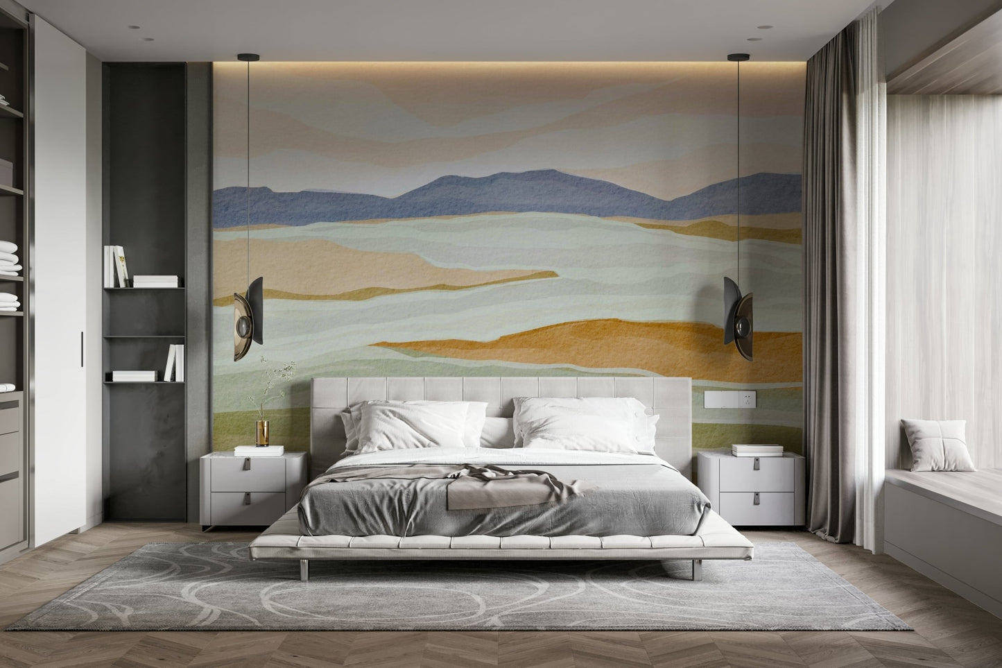 Landscapes View wall mural on living room wall

