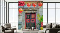 Lantern Entrance oriental doorway scenery wallpaper mural., GD7456