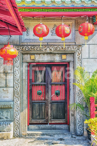 Rustic timber doors Lantern Entrance wallpaper for walls., GD7456
