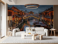 Lounge area carries the lantern reflections wall mural across its full width
GD9509