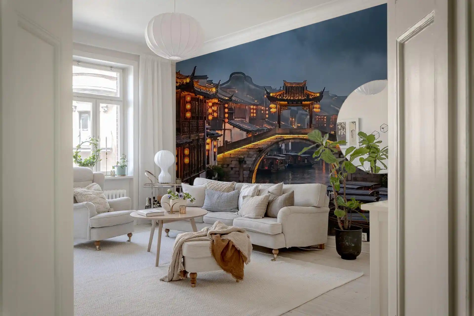 Soft mood floods the Living room from the Lantern Reflections wall mural
GD9509