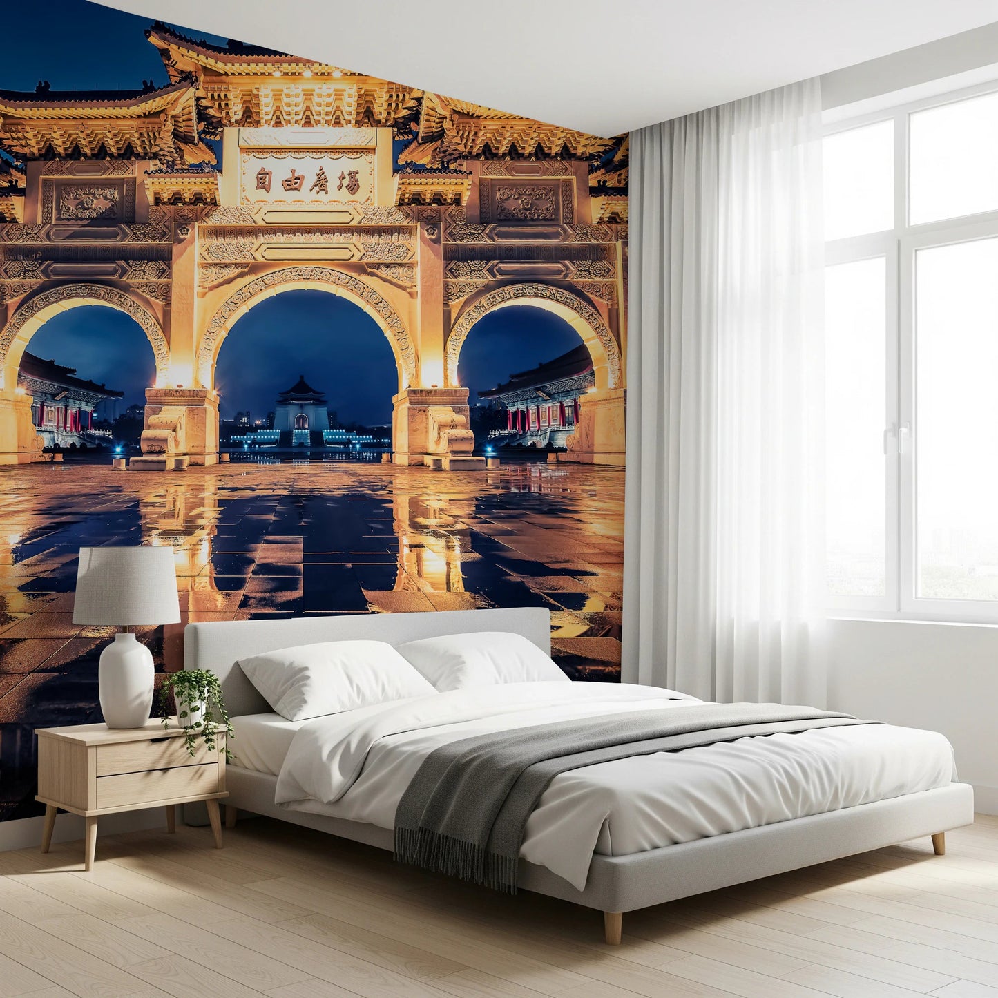Traditional architecture of Taipei city mural.