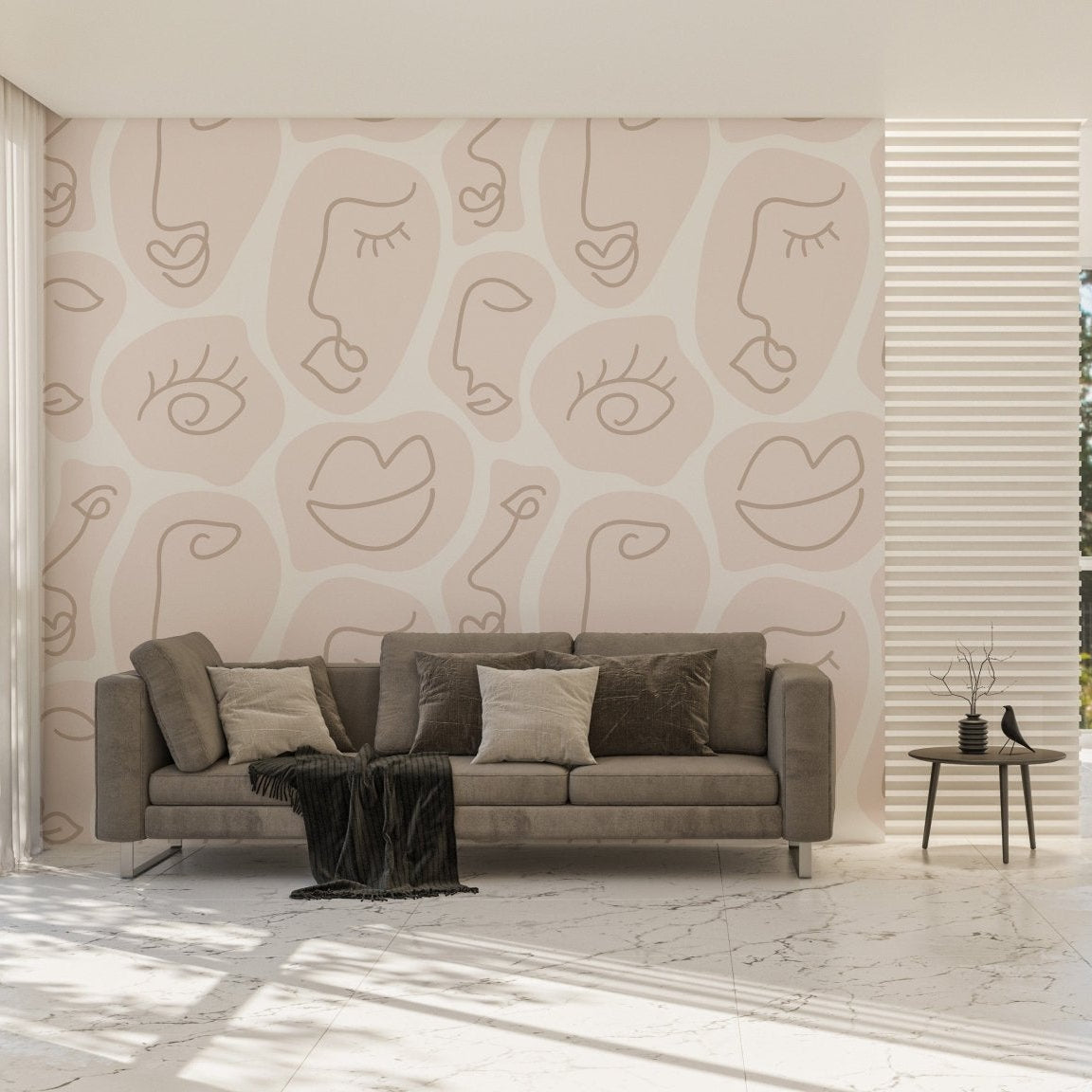Abstract face line wall mural AB-16
