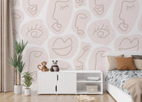 Line drawing face mural for walls AB-16
