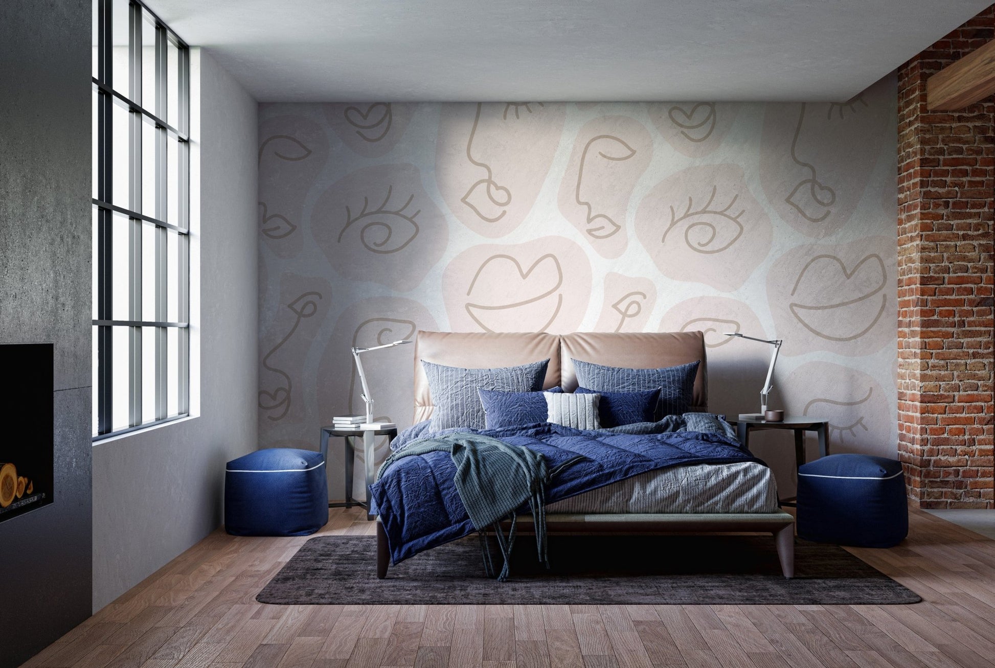 Large face line wallpaper design AB-16
