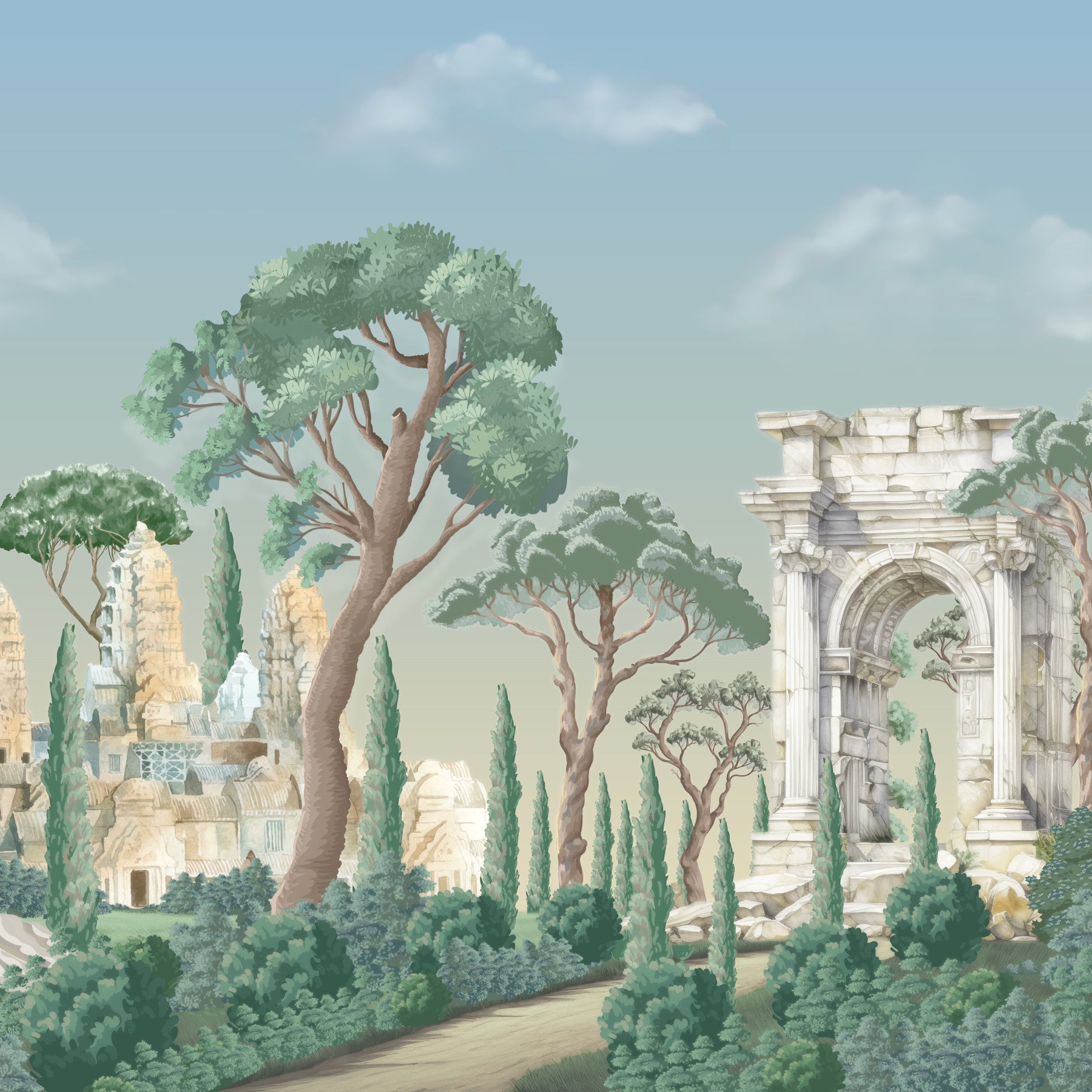 Antique Arch & Temple Wallpaper Mural