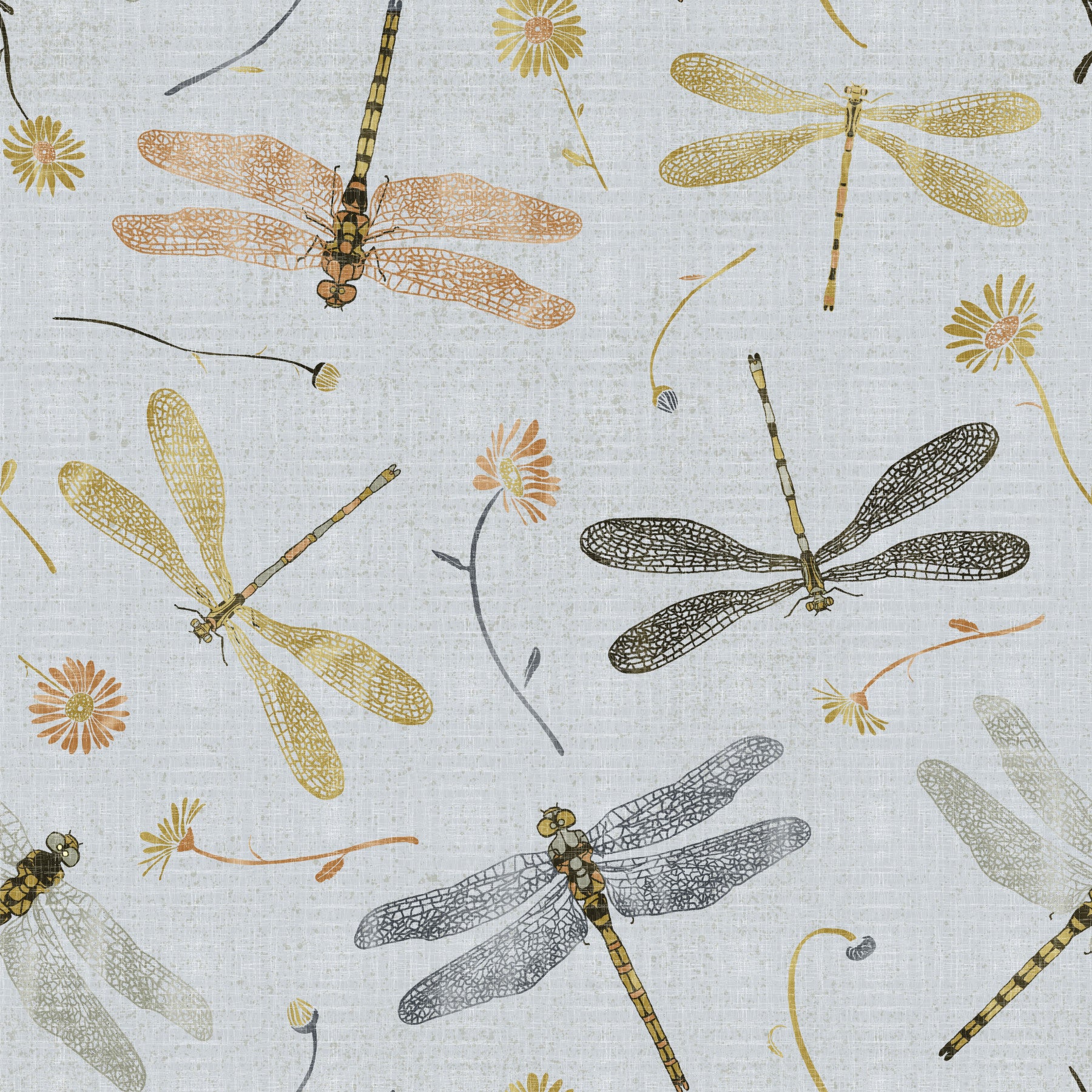 Dragonfly and Damselfly Golden and Gray