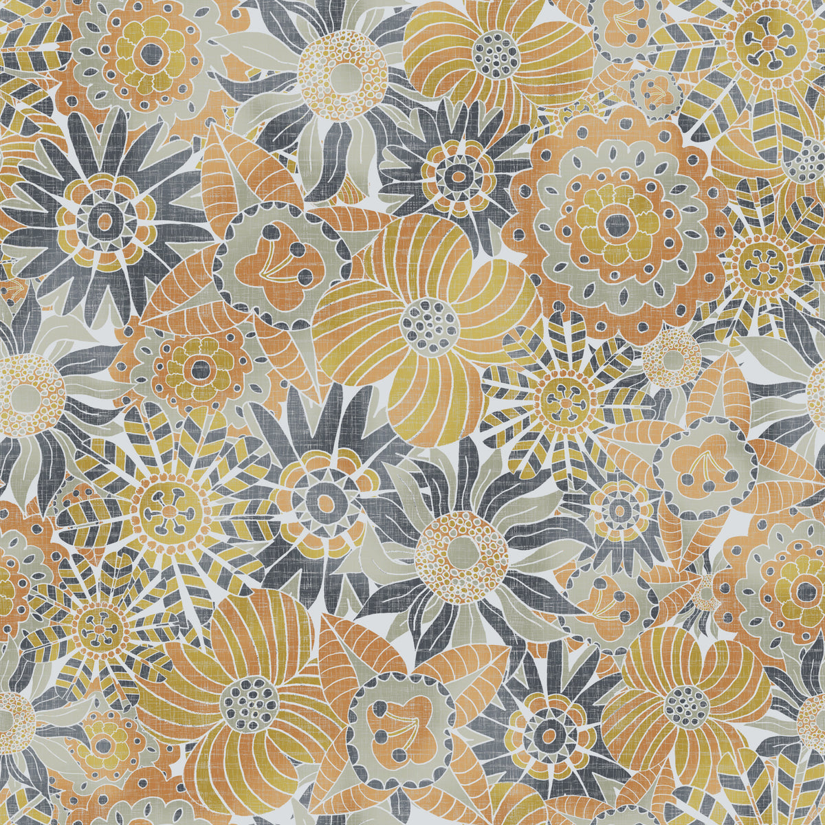Round Scandinavian Flowers Golden and Gray in your room — zoomed