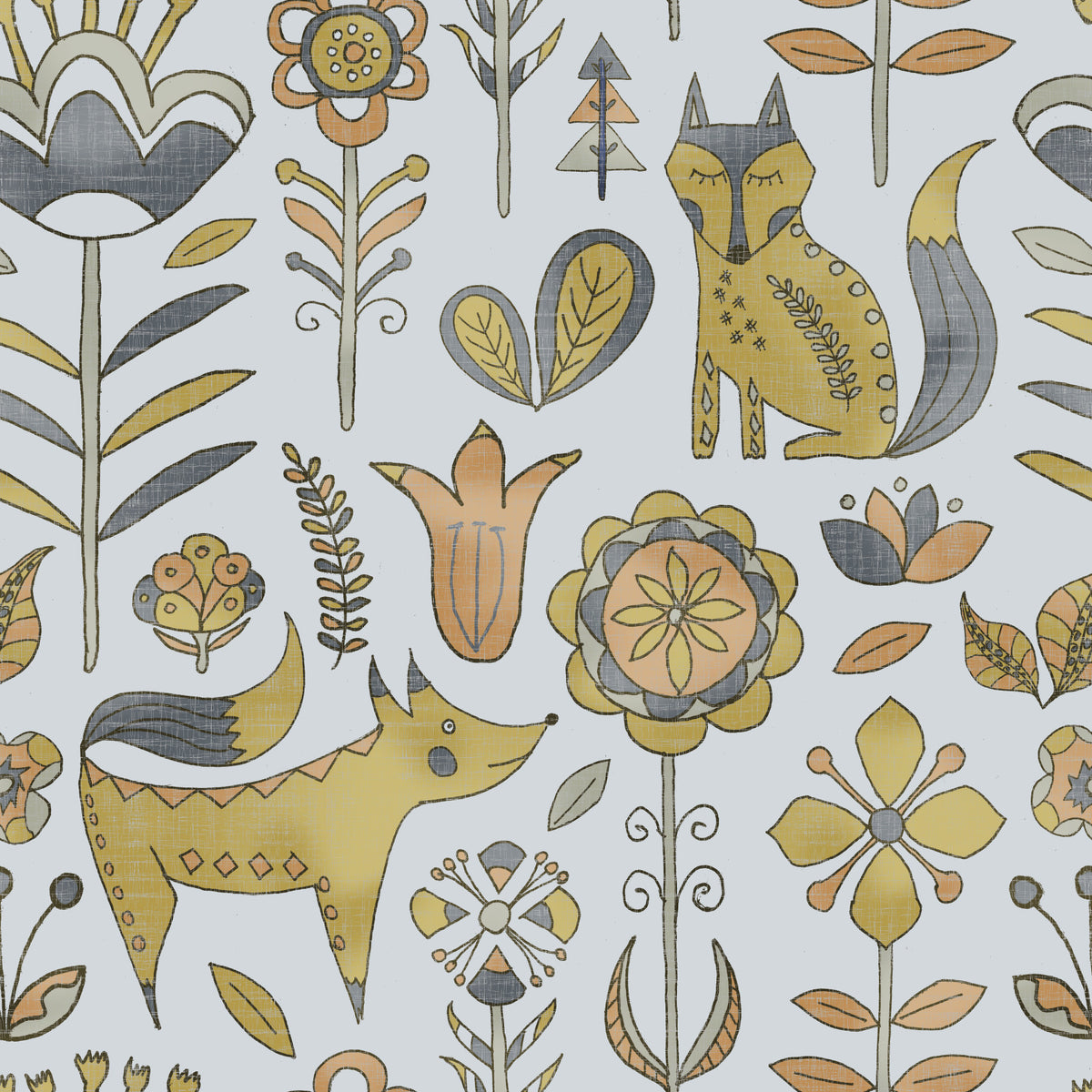 Foxes in the meadows golden and gray in your room — zoomed