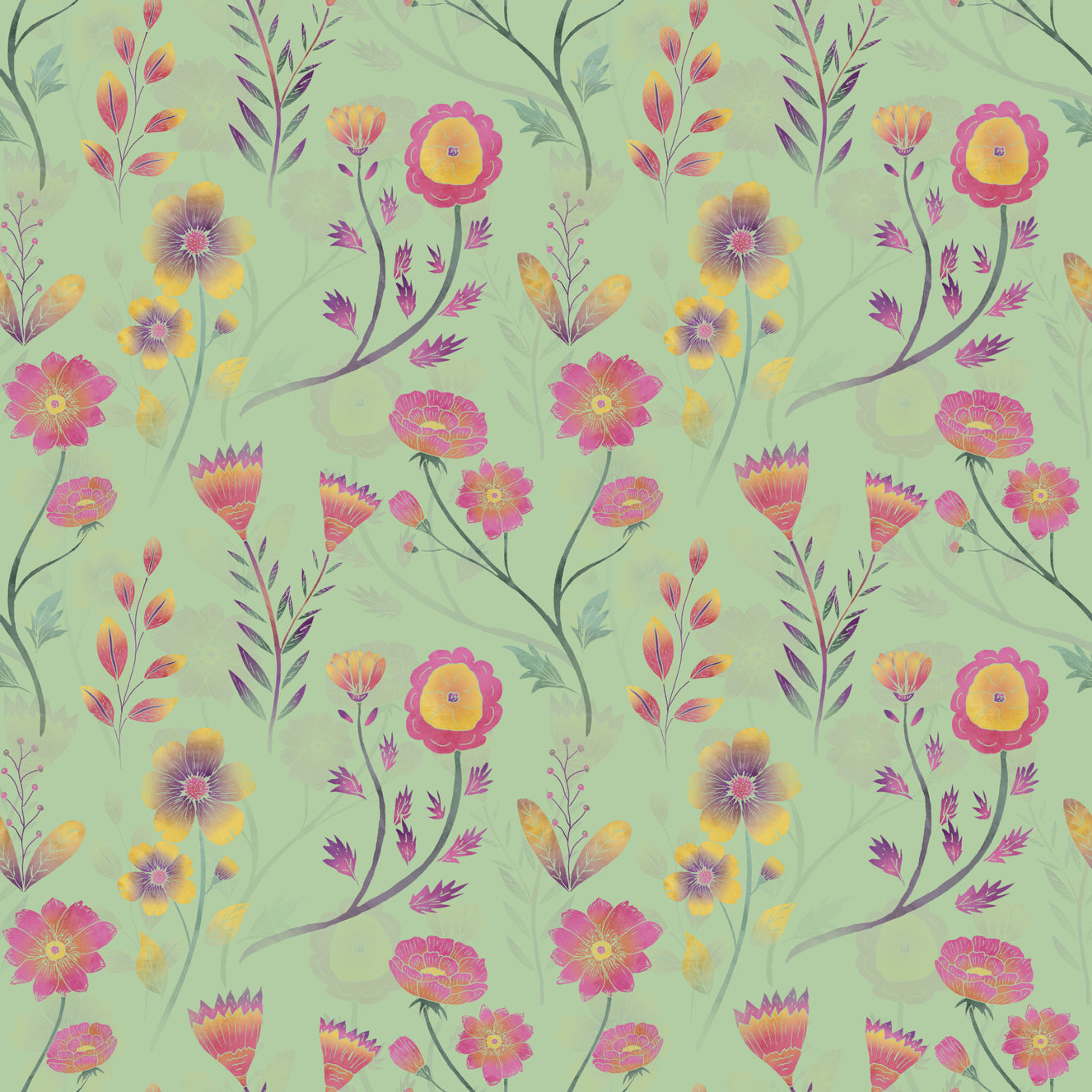 Luminous Floral Whispers Teal
