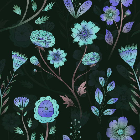 Luminous Floral Whispers Bluish Tones