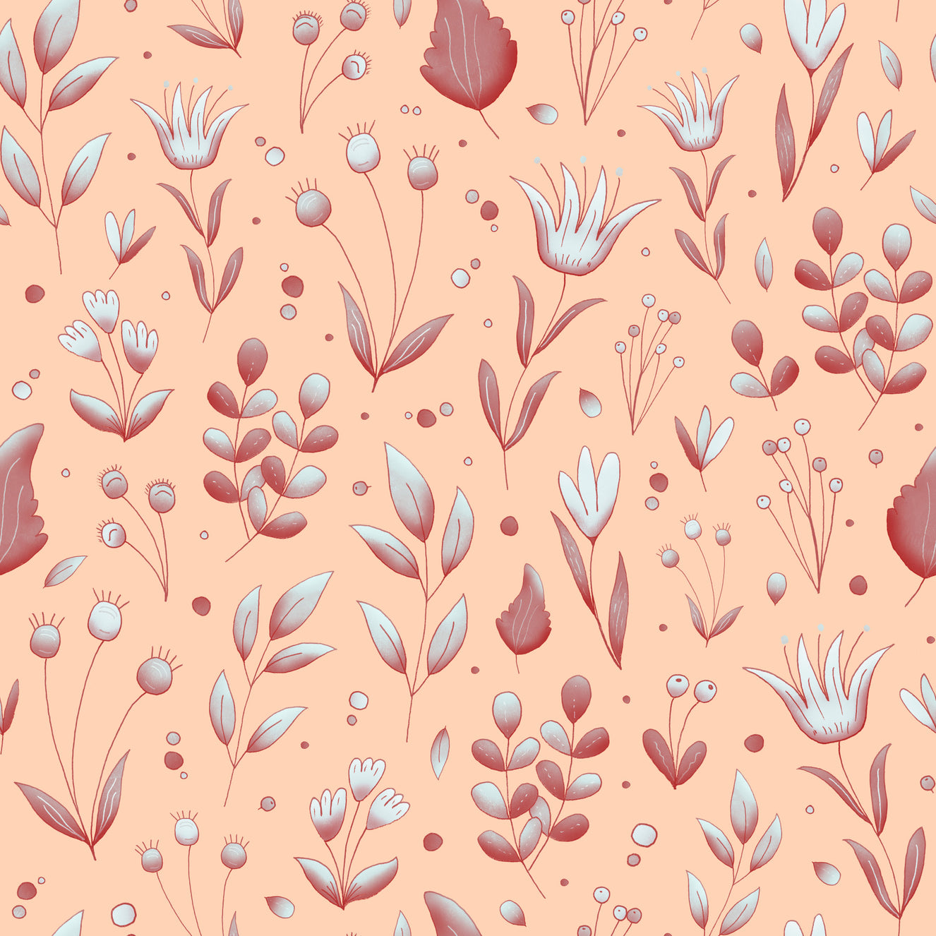 Serene Peach Tropical Garden