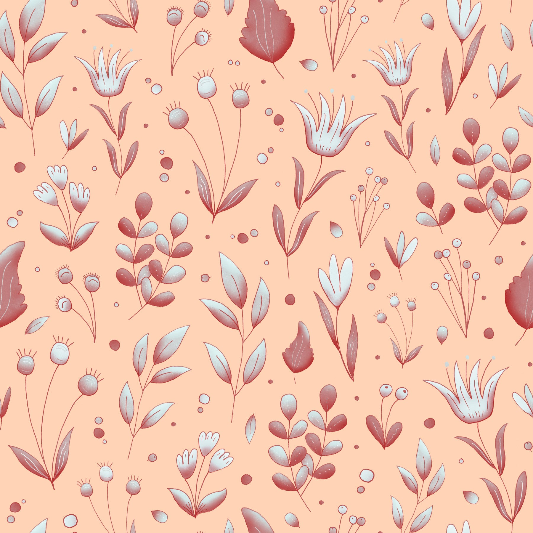 Serene Peach Tropical Garden