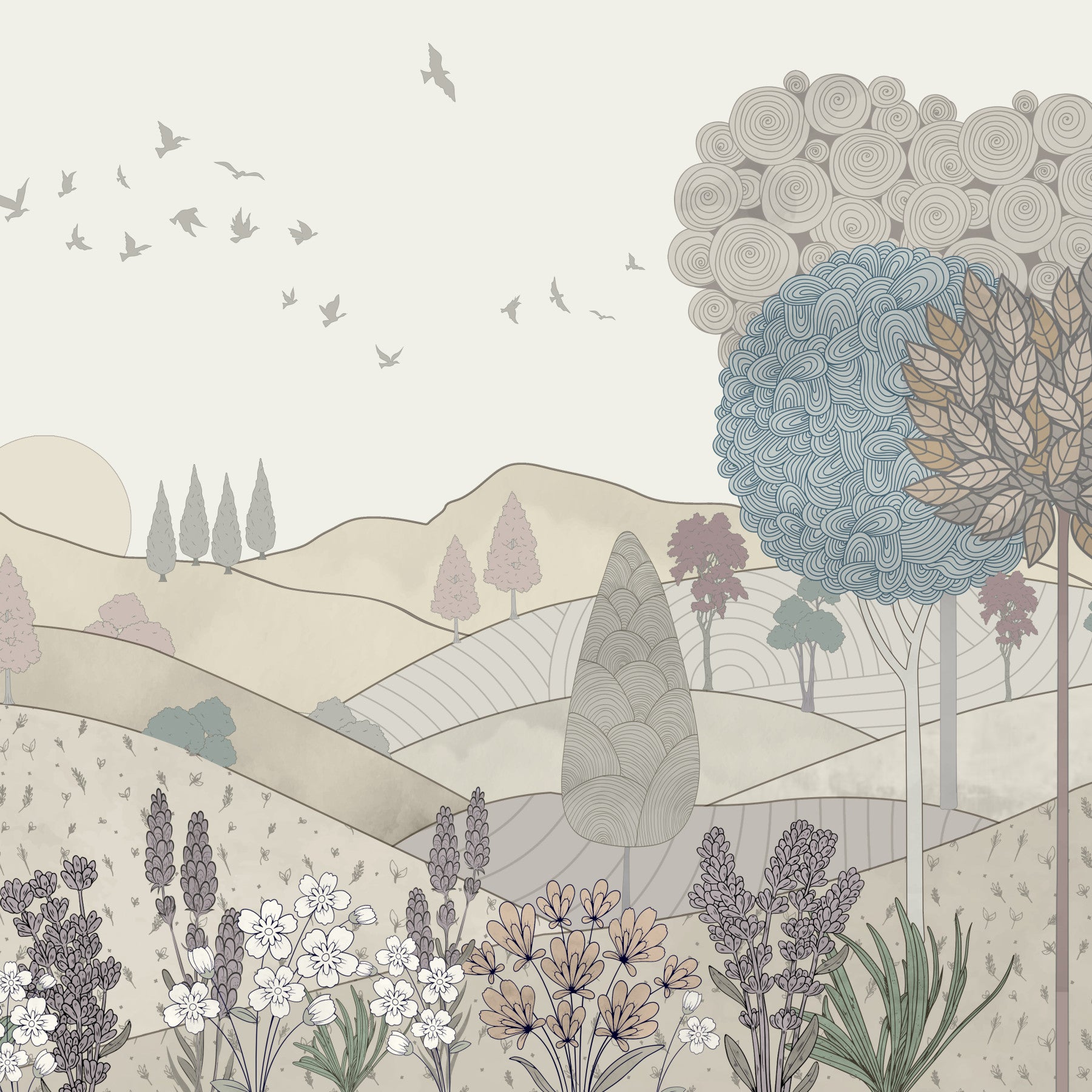 Serene Countryside Dreamscape Wallpaper