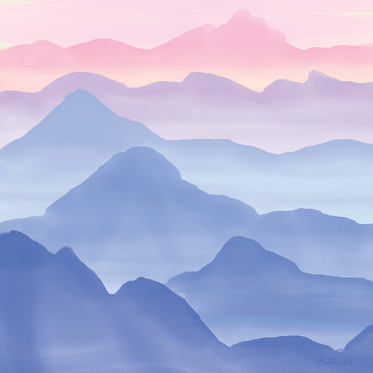 Watercolor Mountains in Pastel Colors