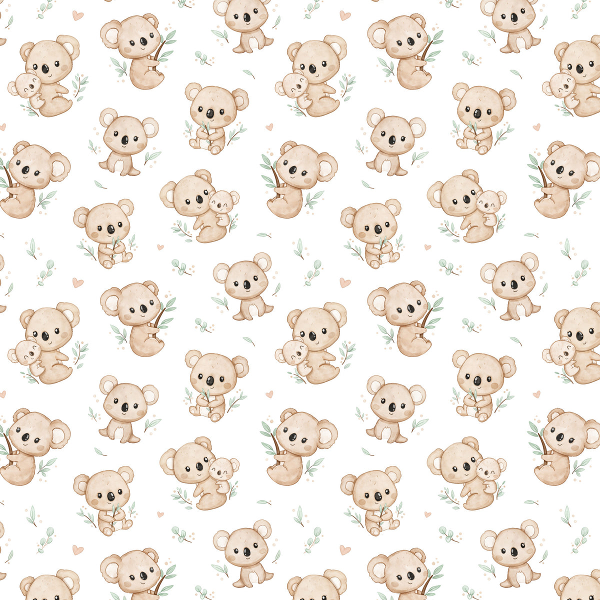 Cute Koala Watercolour Wallpaper in your room — zoomed