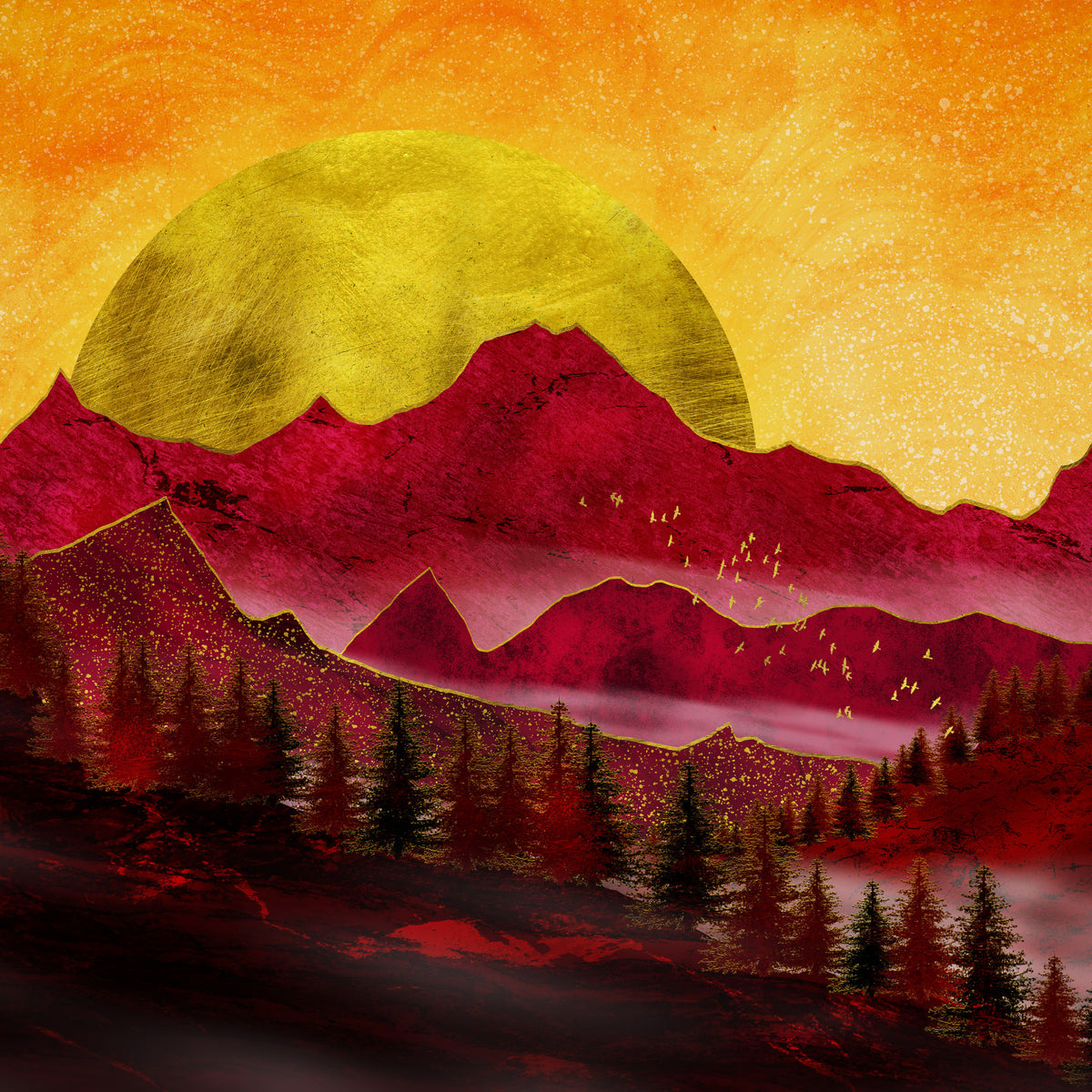 Golden Sun Over Red Mountains in your room — zoomed