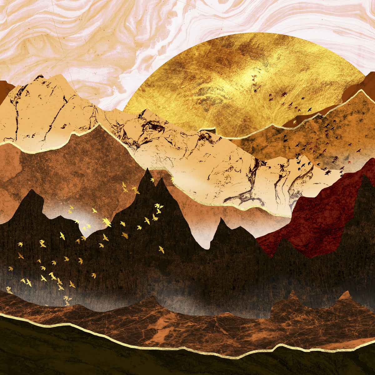 Golden Hour Mountains in your room — zoomed