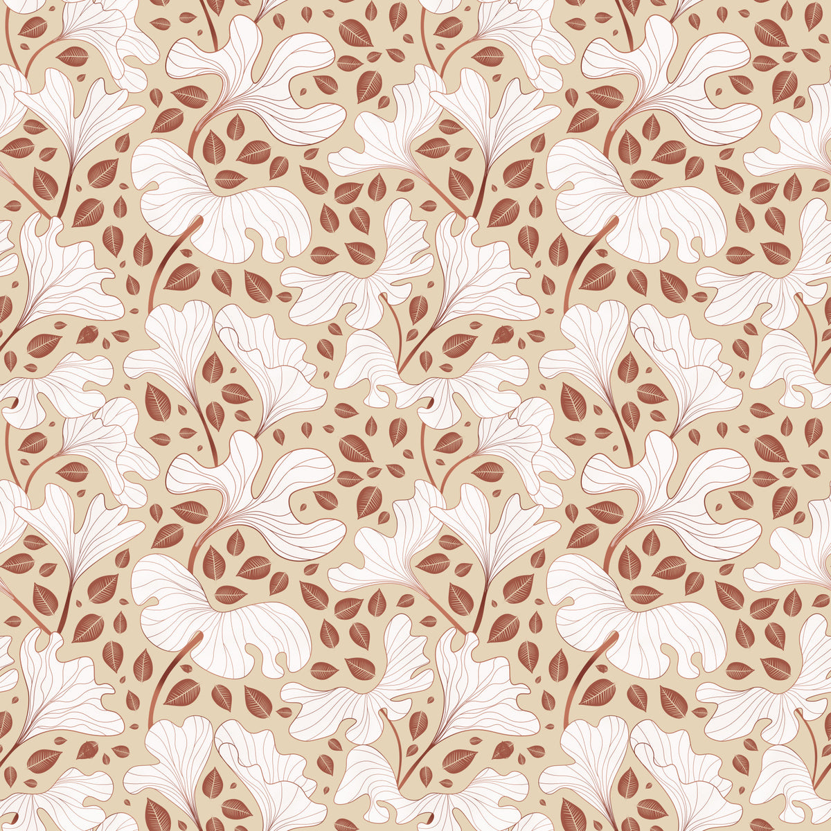 Cozy Cream Foliage in your room — zoomed