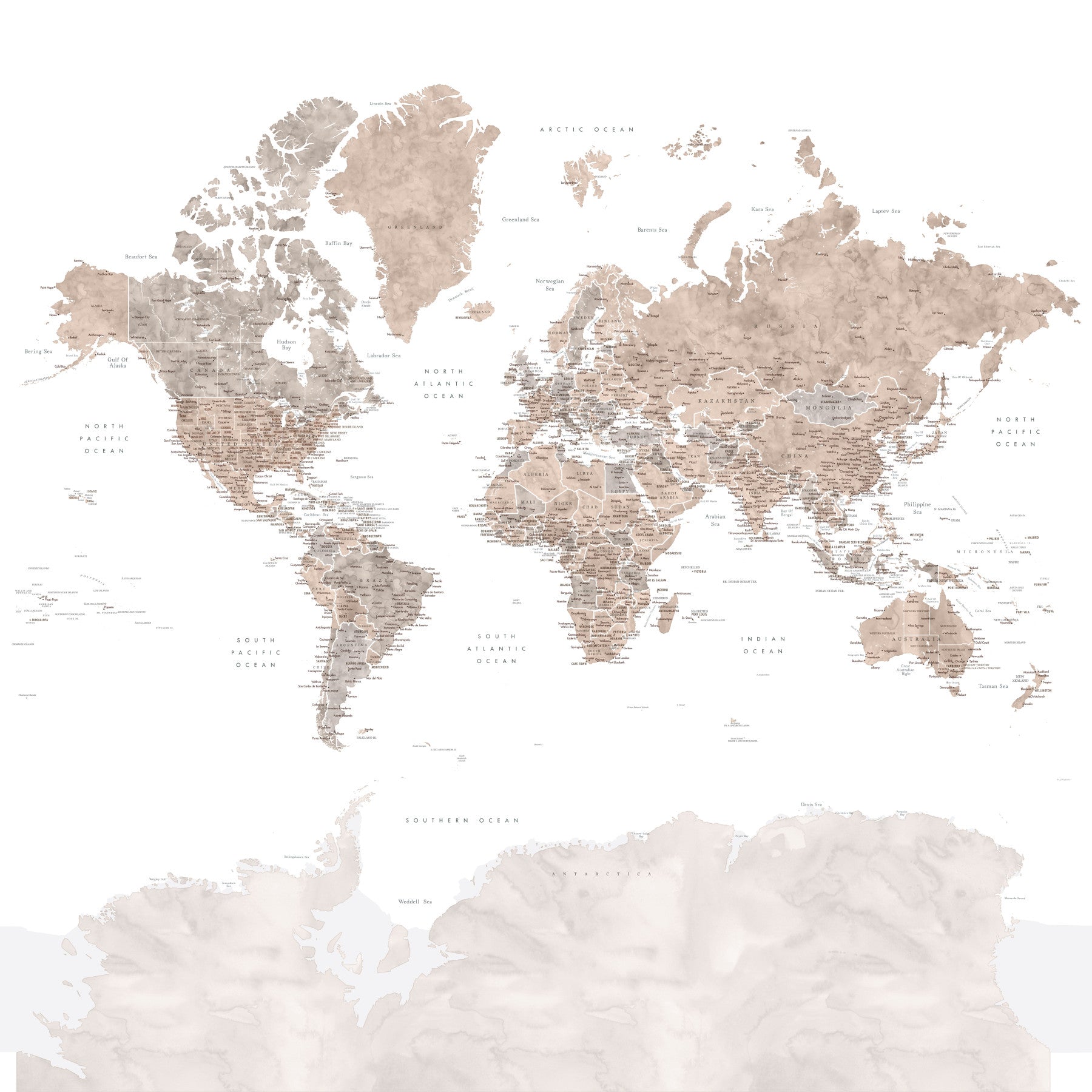 Vintage Watercolor World Map Wallpaper