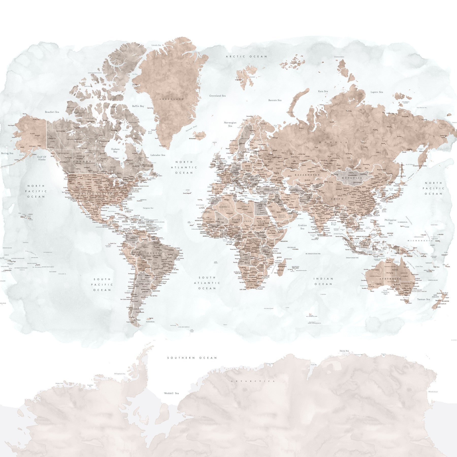 Antique World Map Watercolor Wallpaper