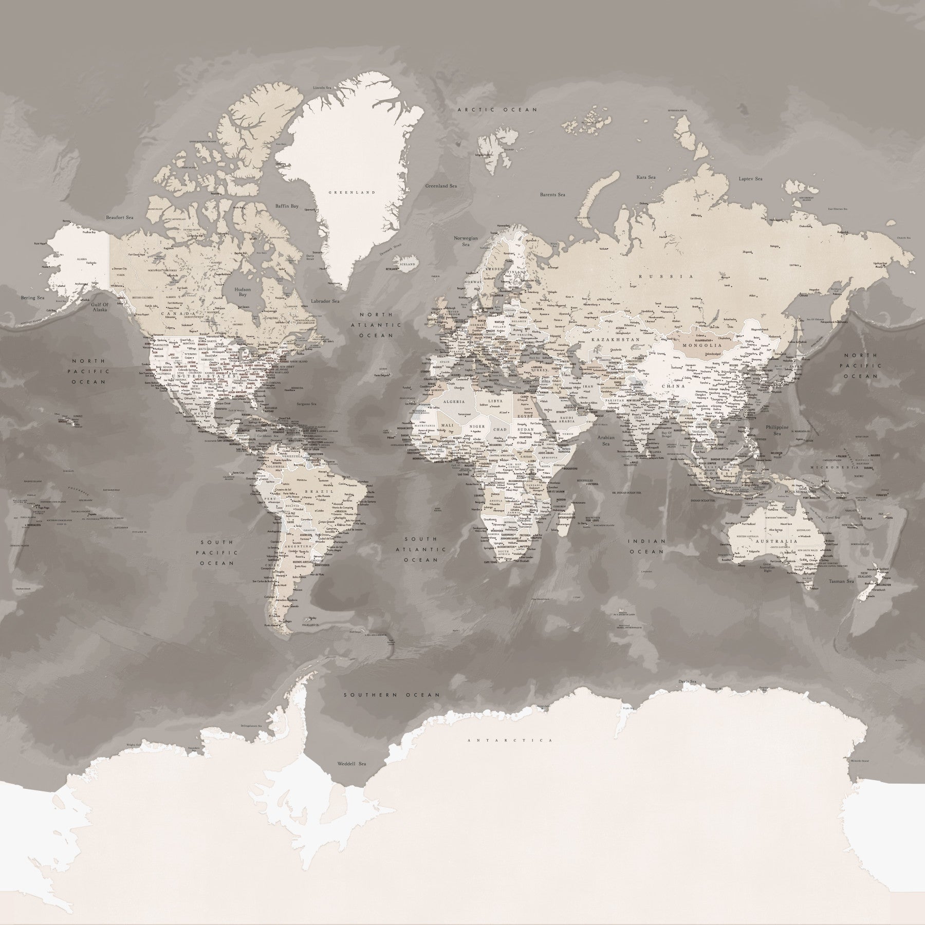 Brown Watercolor World Map Wallpaper