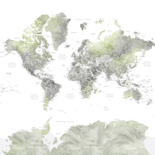 Global Greens Watercolor Map Wallpaper