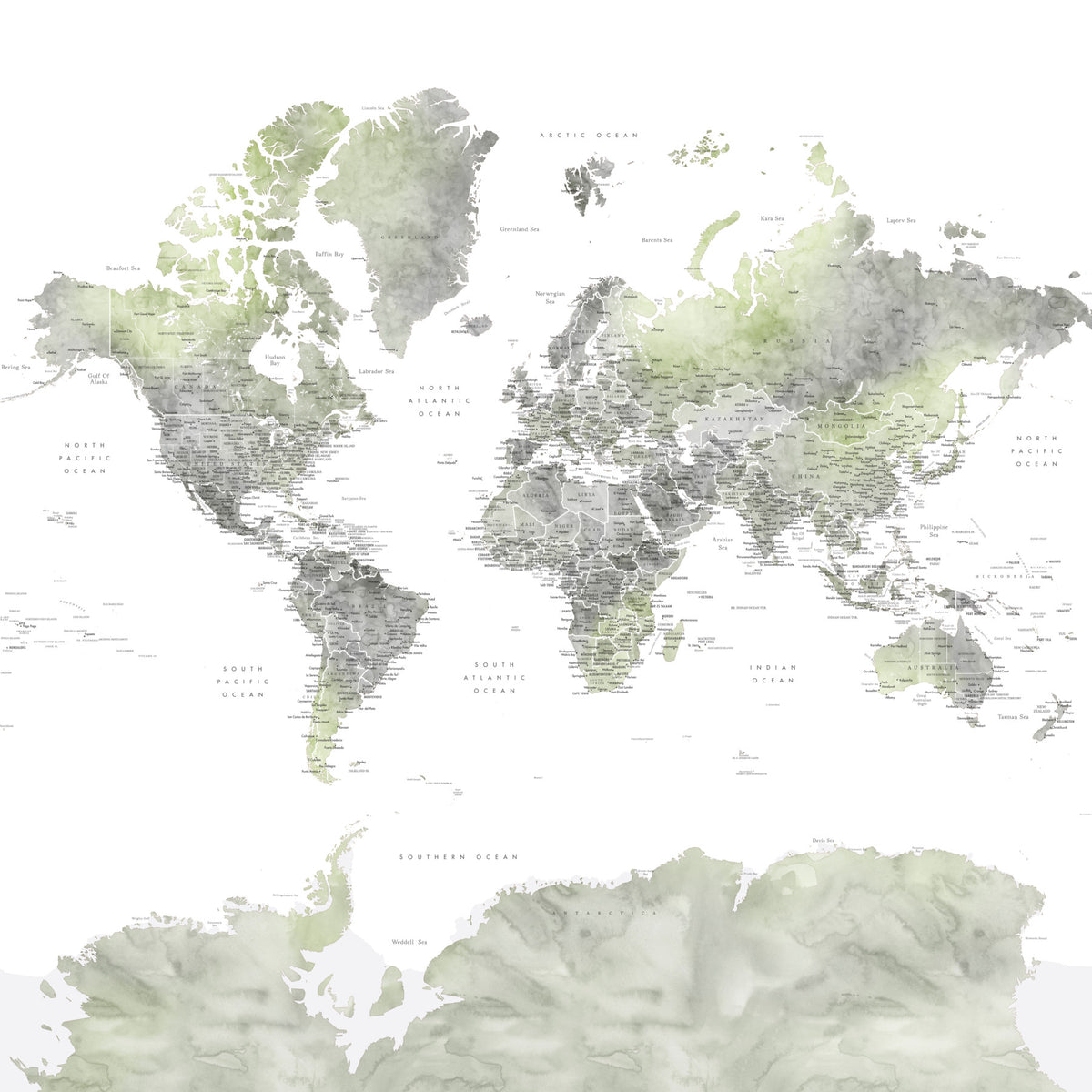 Global Greens Watercolor Map Wallpaper