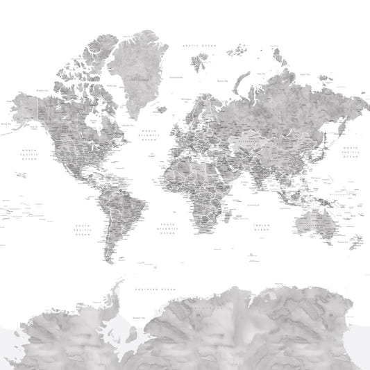 Gray Watercolor World Map Wallpaper