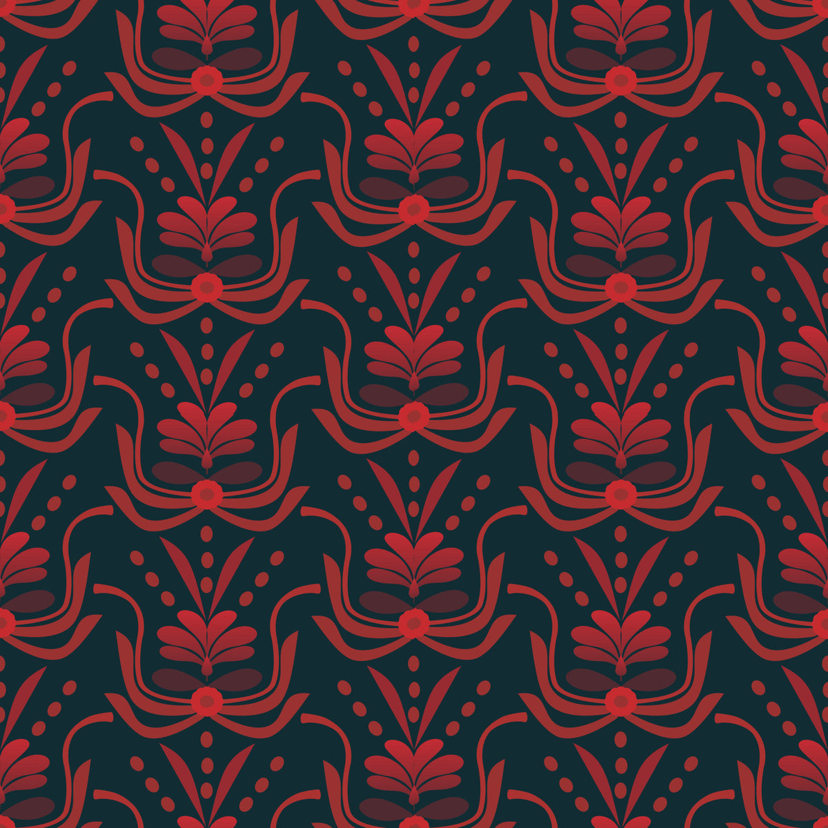 Stylized Botanical Damask in your room — zoomed