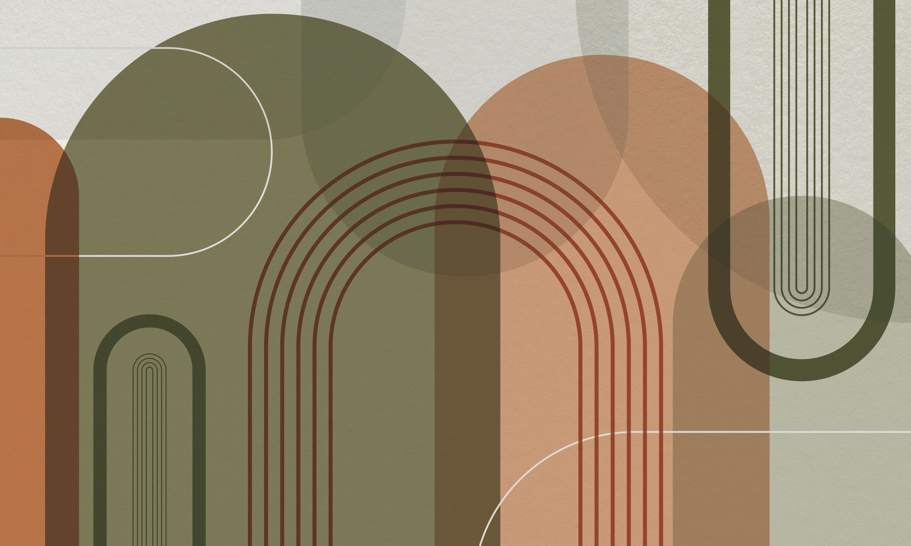 Abstract Arches Olive Green and Orange