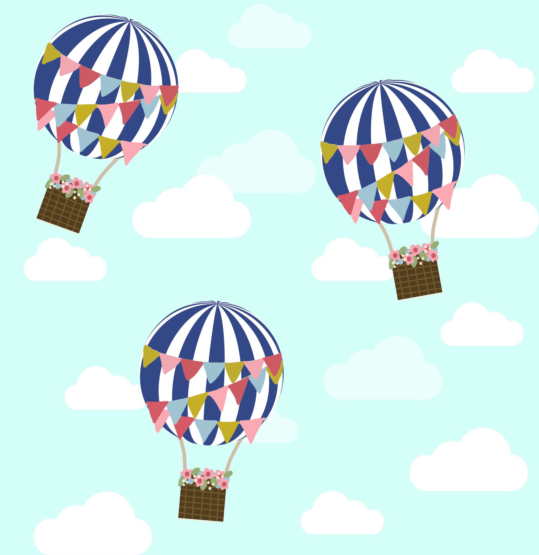 Floral Hot Air Balloons Wallpaper⁠
